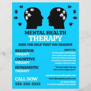 Flyer Diseño de salud mental, psicoterapeuta, terapia