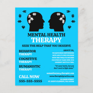 Flyer Diseño de salud mental, psicoterapeuta, terapia