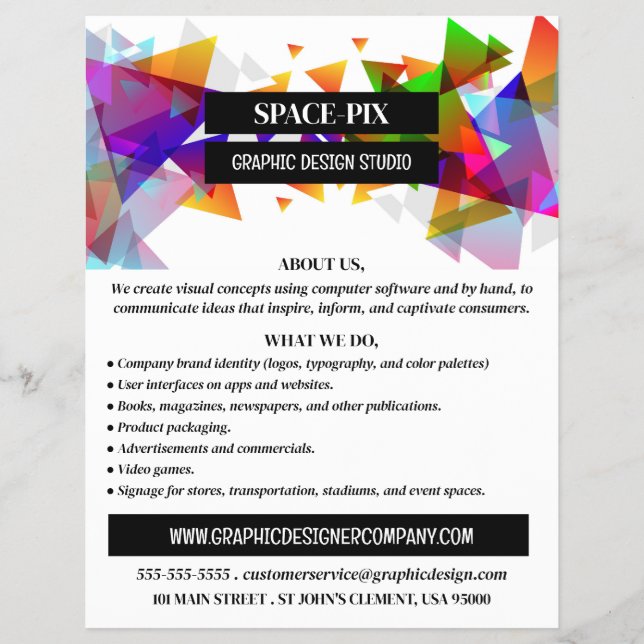 Flyer Diseño de triángulo gráfico, anuncio de diseño grá (Frente)