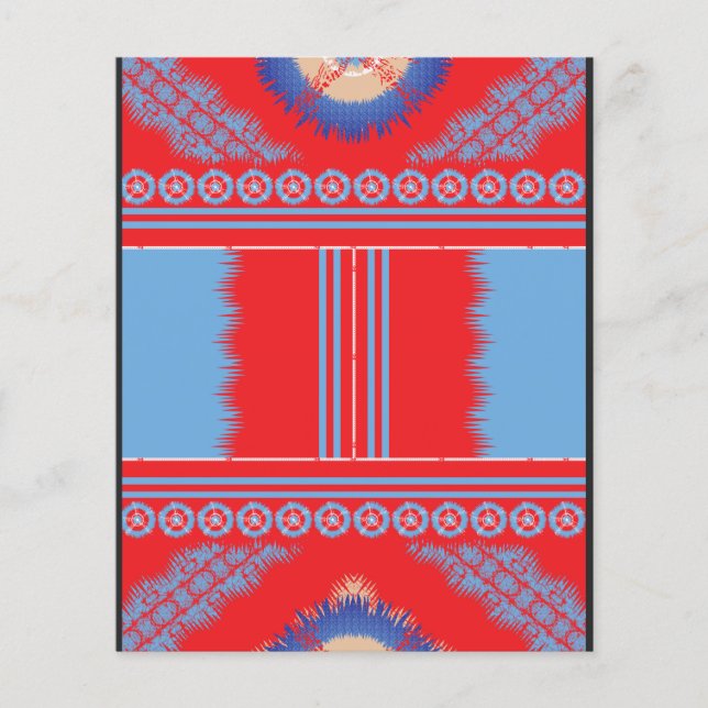 Flyer diseño de un patrón rojo y azul (Frente)