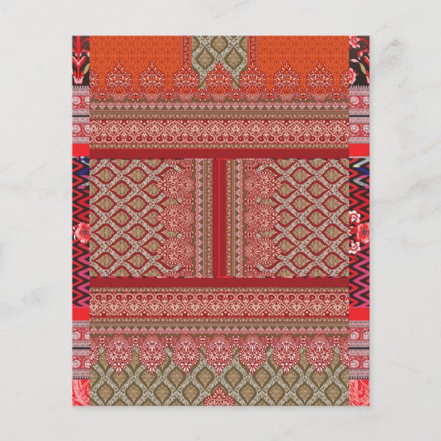 Flyer diseño de un patrón rojo y beige (Frente)