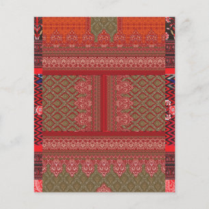 Flyer diseño de un patrón rojo y beige