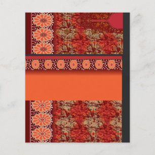 Flyer diseño de un patrón rojo y dorado