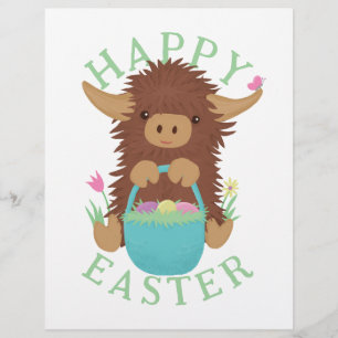 Flyer Diseño de una cesta de pascua de vaca de la región