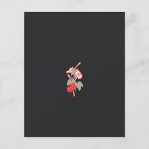 Flyer diseño de una flor roja sobre un fondo blanco