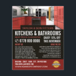 Flyer Diseño elegante de la cocina, cocina y gimnasio<br><div class="desc">Elegante Kitchen Design,  Kitchen & Bathroom Fitter Company Advertising Flyer by The Business Card Store.</div>