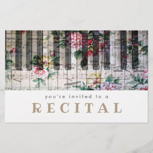 Flyer diseño floral de piano de música