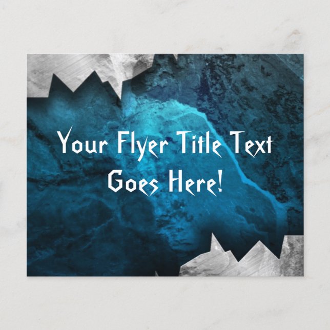 Flyer Diseño Metalizado/de piedra azul y plateado (Frente)