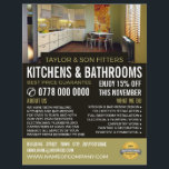 Flyer Diseño moderno de cocina, cocina y gimnasio<br><div class="desc">Moderno Diseño de Cocina,  Volante de Publicidad de Kitchen & Bathroom Fitter Company por The Business Card Store.</div>