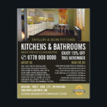 Flyer Diseño moderno de cocina, cocina y gimnasio<br><div class="desc">Moderno Diseño de Cocina,  Volante de Publicidad de Kitchen & Bathroom Fitter Company por The Business Card Store.</div>