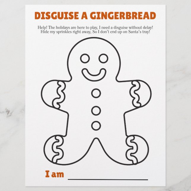 Flyer Disguise a Gingerbread Template and Instructions (Frente)
