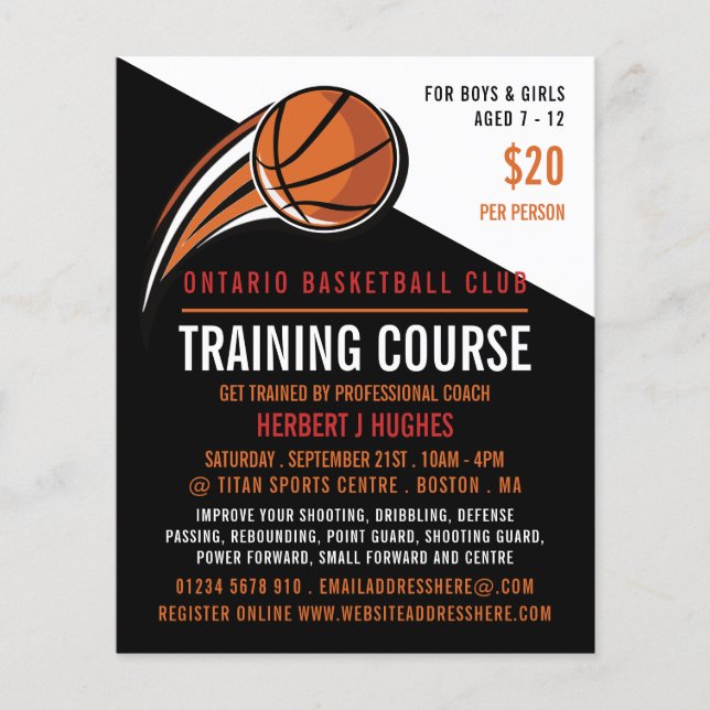 Flyer Disparo de baloncesto, curso de entrenamiento de b (Frente)