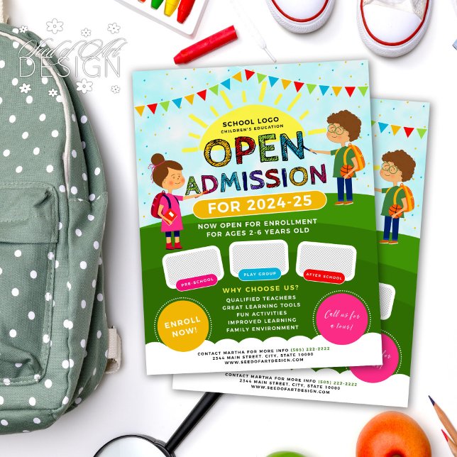 Flyer Divertida Ilustración Escuela Admisión Abierta Ins (Subido por el creador)