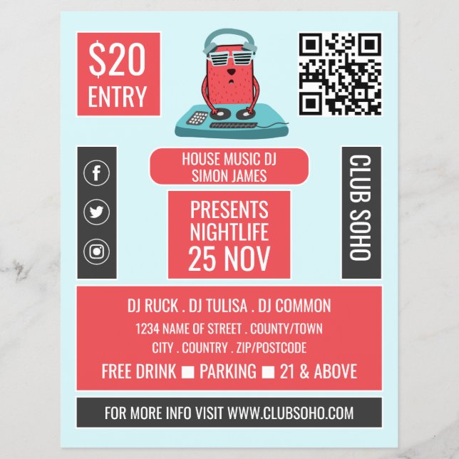 Flyer DJ en el Personalizado Deck, anuncio de DJ profesi (Frente)