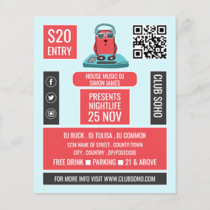 Flyer DJ en el Personalizado Deck, anuncio de DJ profesi