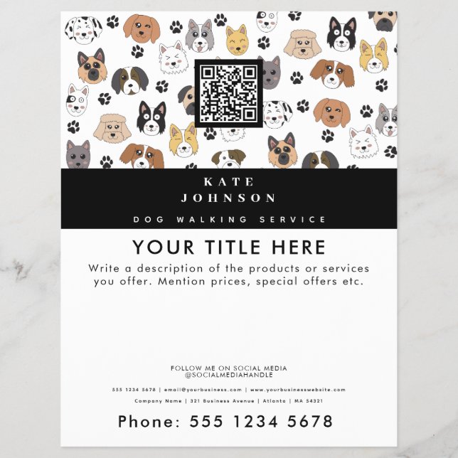 Flyer Dog Walker Grooming Dog Trainer Vet Dog Spa (Frente)