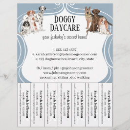 Flyer Dog Walker Mascota Sitter acuarela Dusty Azul