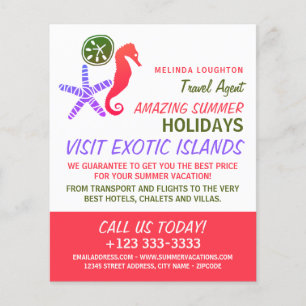 Flyer Dólar de arena, pez estrella, caballito de mar, ag