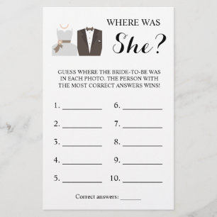 Flyer ¿Dónde estaba? Tarjeta de juego Bride y Groom Show