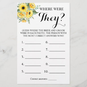 Flyer ¿Dónde estaban ellos? Tarjeta de juego de girasole