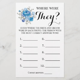 Flyer ¿Dónde estaban? Tarjeta de juego Blue Flower