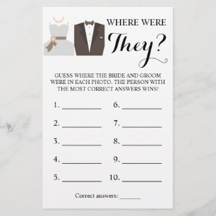 Flyer ¿Dónde estaban? Tarjeta de juego para novias y nov