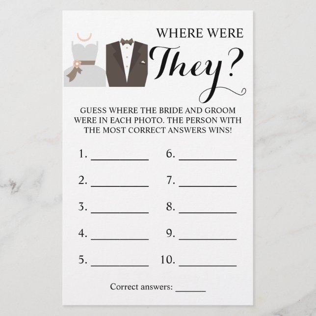 Flyer ¿Dónde estaban? Tarjeta de juego para novias y nov (Frente)