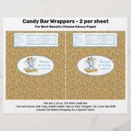 Flyer Dorado Elephant Prince Baby Shower Candy Bar Wrapp