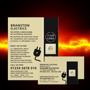 Flyer Dos clavijas de alimentación y enchufe, anuncio el