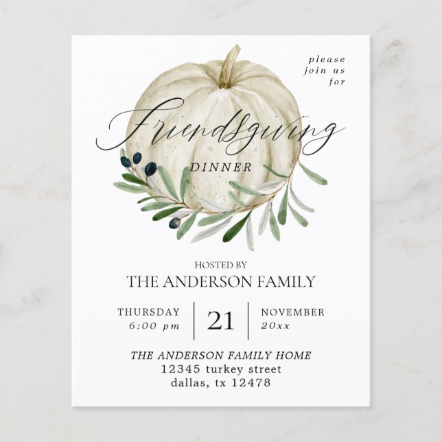 Flyer Dotación de calabazas blancas de presupuesto (Frente)