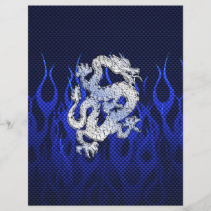 Flyer Dragón azul en los estilos cromados de fibra de ca