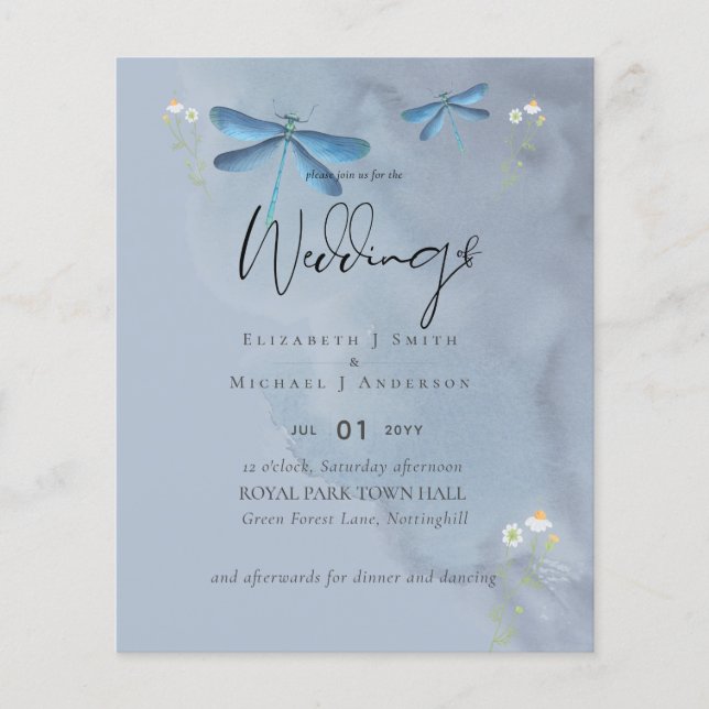 Flyer Dragón de menor precio moscas agitadas Boda azul (Frente)