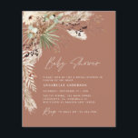 Flyer Ducha de bebé barata moderna terracota boho<br><div class="desc">Precios de la ducha de bebé pasto pampas y eucalipto diseño moderno boho elegante y elegante de la invitación de fiesta de fotos. En una terracota contemporánea,  color verde salado,  natural,  crema y negro.</div>