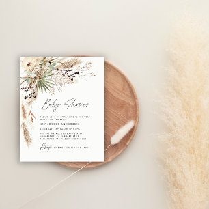 Flyer Ducha de bebé barato pampas moderno boho elegante