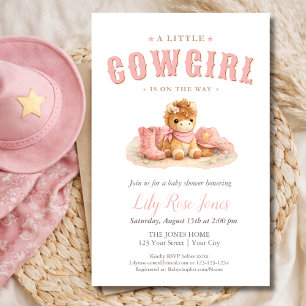 Flyer Ducha de Bebé con Acuarela de Vaquera Pequeña Rosa