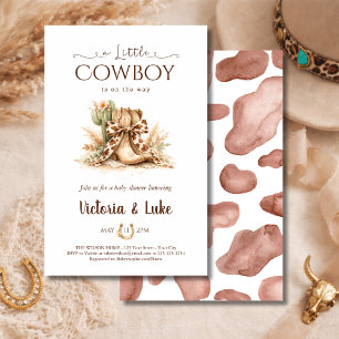 Flyer Ducha de bebé de vaquero con estampado de vaca de