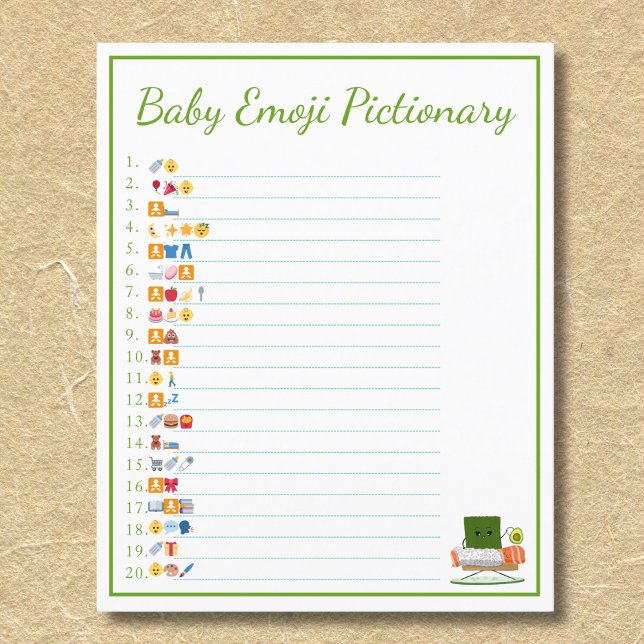Flyer Ducha de Bebé Kawaii: Sushi Bebé Emoji Pictionary  (Subido por el creador)