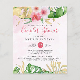 Flyer Ducha de bebé para parejas con flores tropicales d