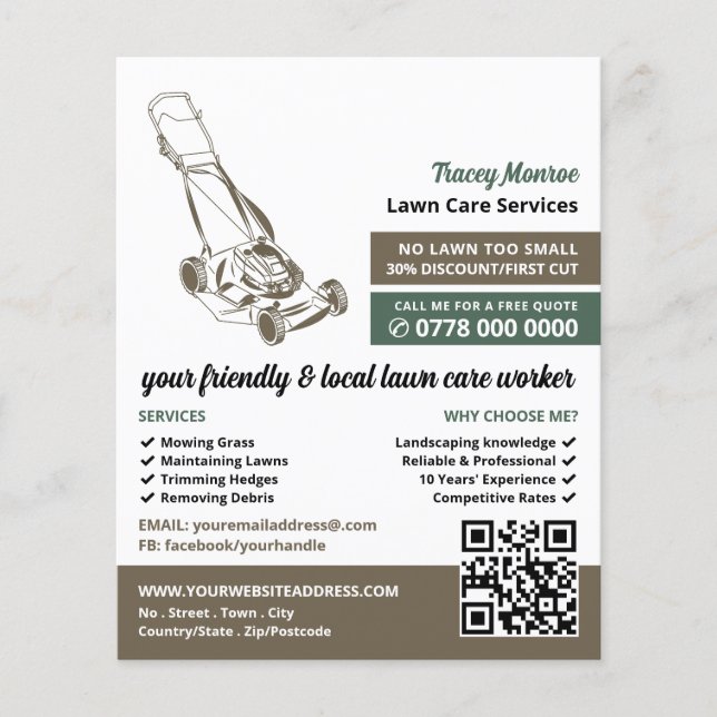 Flyer Ducha de jardín marrón, servicios de cuidados de j (Frente)