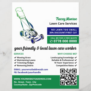 Flyer Ducha de jardín verde y azul, servicios de cuidado