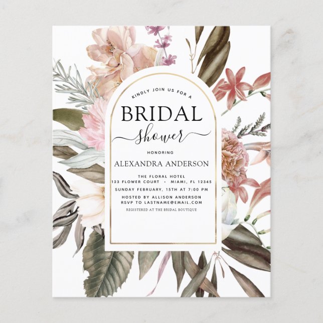 Flyer Ducha de novia beduina rosa y húmeda (Frente)