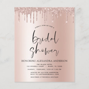 Flyer Ducha de Novia Económica con Brillo Rosa