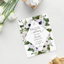 Flyer Ducha de novia floral blanca de Anemone Budget
