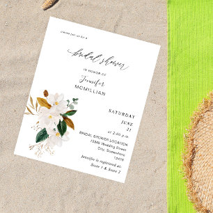 Flyer Ducha de novia floral blanca de Magnolia con presu