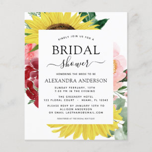 Flyer Ducha de Novia Floral de Primavera con Girasoles P