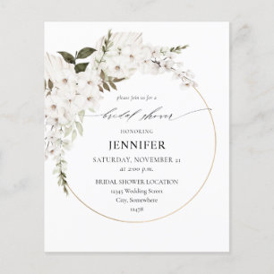 Flyer Ducha de novia floral del Boho blanco presupuestad