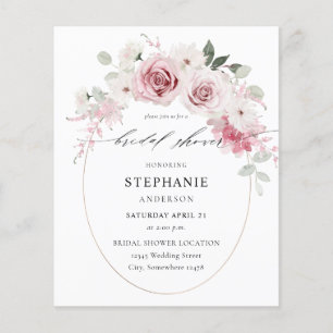 Flyer Ducha de novia floral rosa Rubor 2