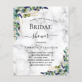 Flyer Ducha de novia invitación al presupuesto de mármol