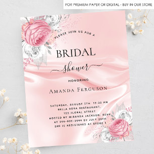 Flyer Ducha de novia seda rosa invitación floral presupu