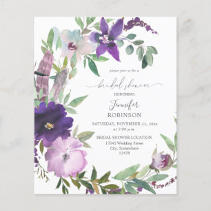 Flyer Ducha de novia violeta de lavanda púrpura de presu